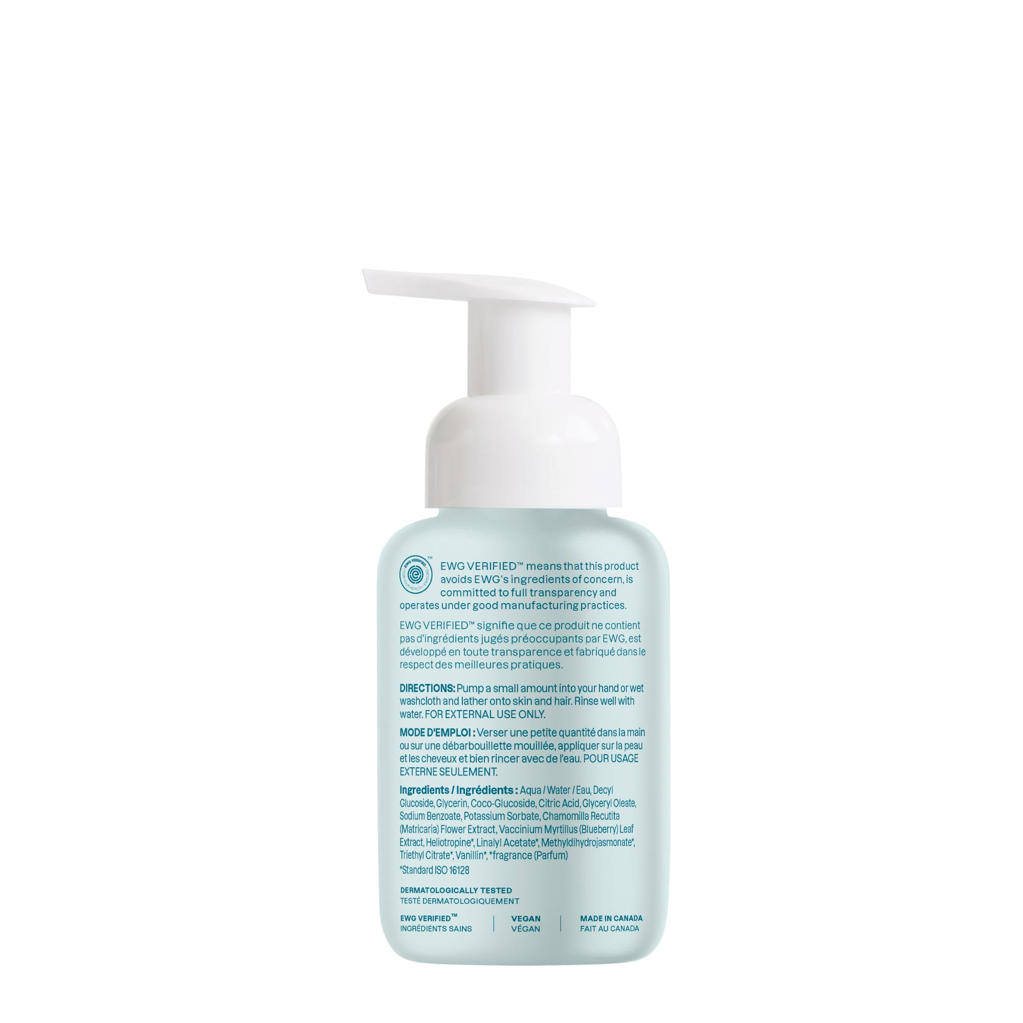 ATTITUDE 2-in-1 Hair and Body Foaming Baby Wash, EWG Verified Shampoo Soap, Dermatologically Tested, Made with Naturally Derived Ingredients, Vegan, Unscented, 295 mL