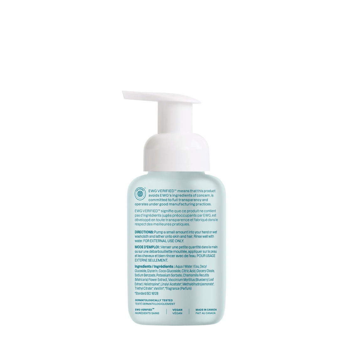 ATTITUDE 2-in-1 Hair and Body Foaming Baby Wash, EWG Verified Shampoo Soap, Dermatologically Tested, Made with Naturally Derived Ingredients, Vegan, Unscented, 295 mL