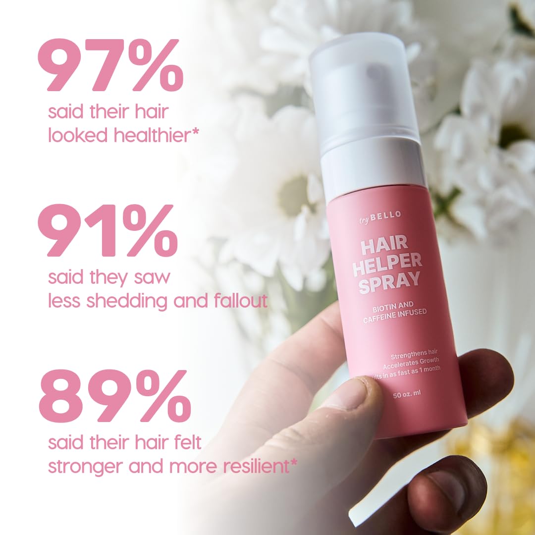 Spray Trybello Hair Helper | Sérum Bloqueur de DHT pour la Croissance des Cheveux avec Biotine, Huile de Ricin et Caféine | Usage Topique pour des Cheveux plus Épais et Volumineux | Anti-Chute, Formule Végétalienne et Sans Cruauté Animale