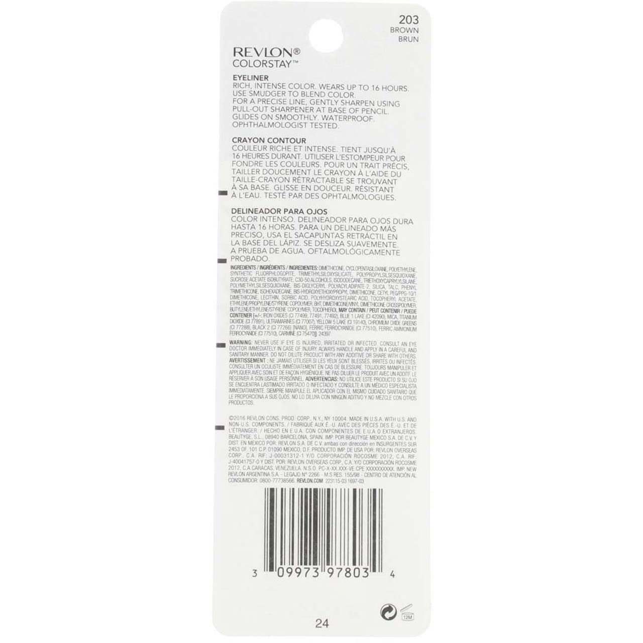 Revlon ColorStay Pencil Waterproof Eyeliner, Smudge-Proof, Eye Makeup with Built-In Sharpener, 201 Black, 2 pack