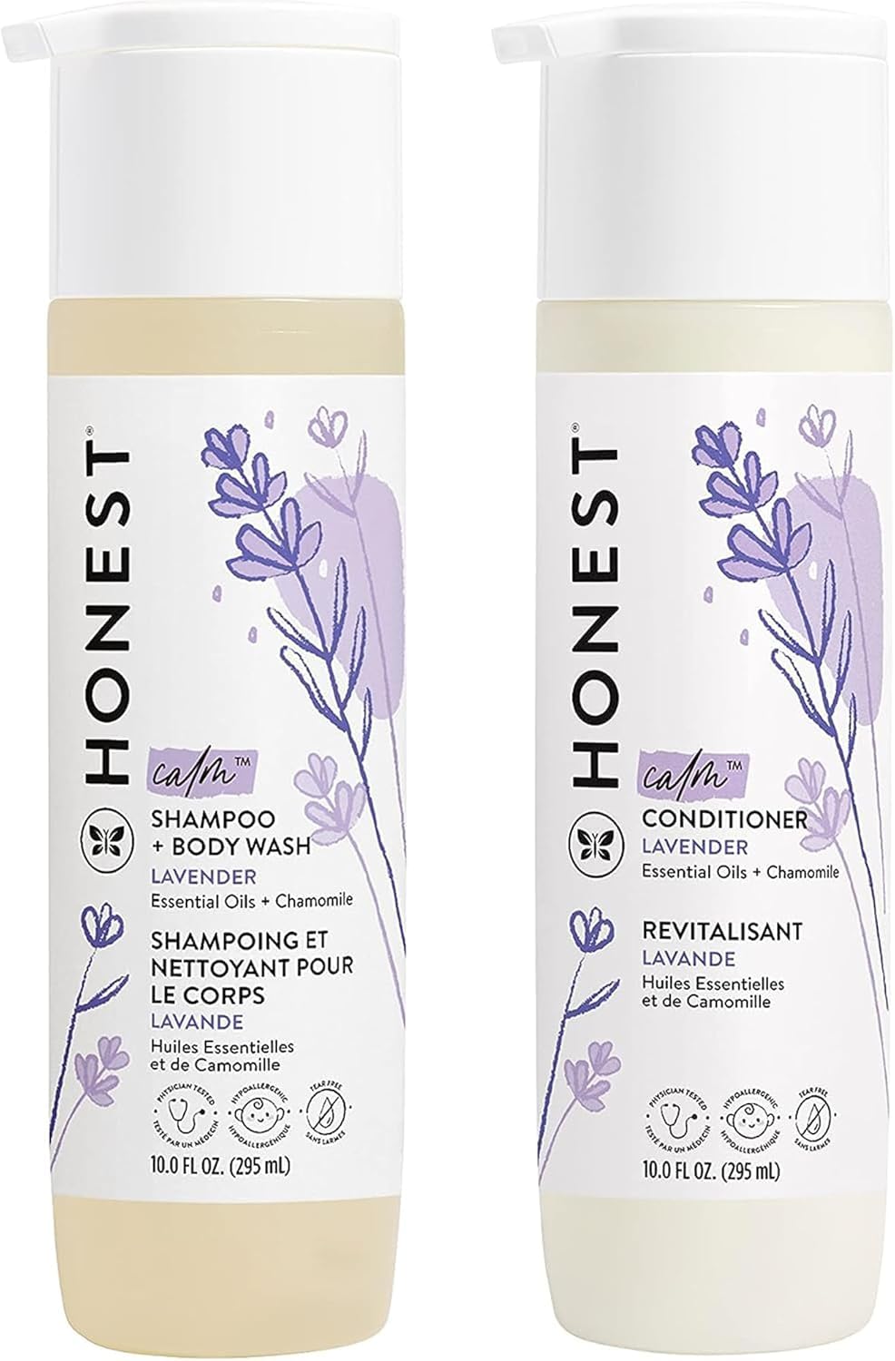The Honest Company Baby Shampoo, Body Wash & Conditioner Duo, 2-in-1 Cleansing, Silicone-Free, Naturally Derived, Lavender Calm Scent, 20 fl oz Halalzen