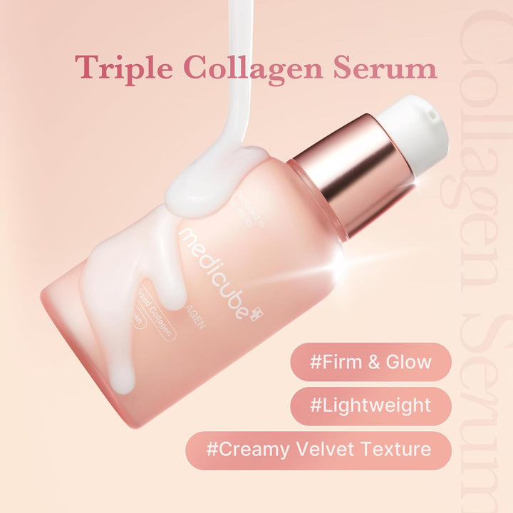 medicube Triple Collagen Serum 55ml - Nourish dull skin with Triple Collagen Complex - A lightweight serum with Niacinamide and Hyaluronic Acid - Korean Skincare