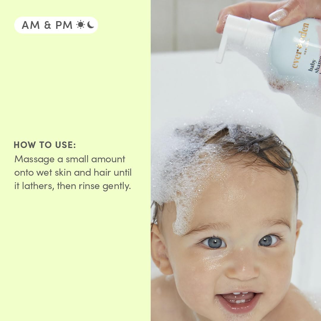 Evereden Baby Shampoo & Body Wash 2-in-1, 8.5 fl oz | Gentle, Non-Toxic, Fragrance-Free, Hydrating Formula for Sensitive Skin Halalzen