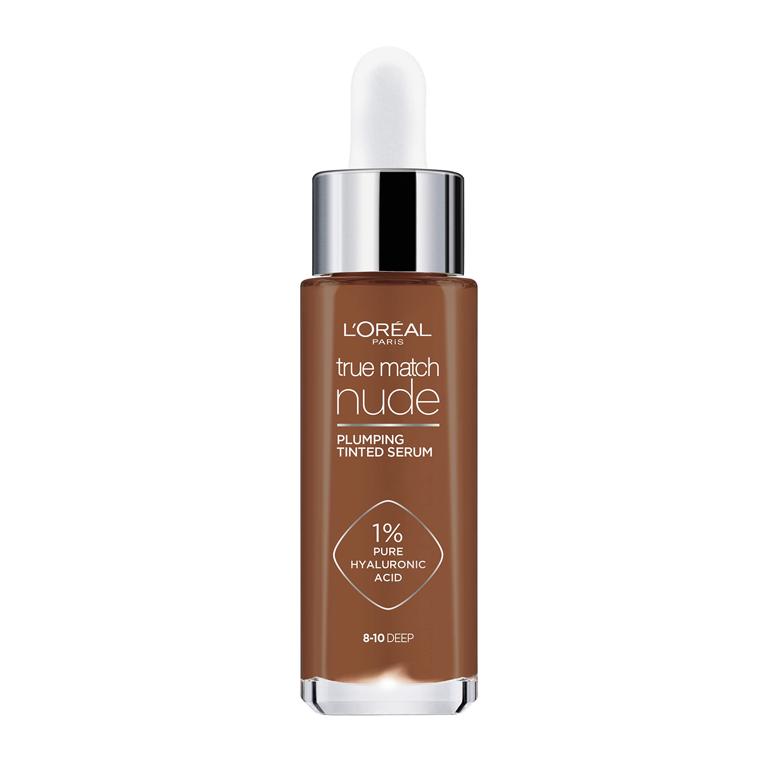 L'Oréal Paris Nude Tinted Serum for Face, Plumping and Hydrating Face Makeup, 1 Percent Pure Hyaluronic Acid, Nude Foundation to Cover, Replumps and Hydrates Skin in One Hour, Shade 4-5 Medium Halalzen