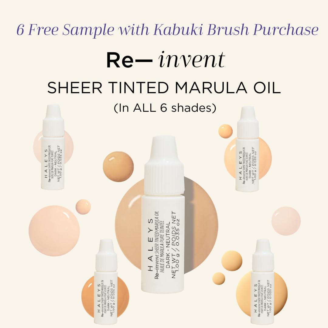 Haleys Beauty Kabuki Foundation Brush For Applying Powder, Foundation, Bronzer, Blush, and Mineral Make up, Soft Bristles, Seamless Blending, Makeup Brushes Essential, Vegan & Cruelty Free