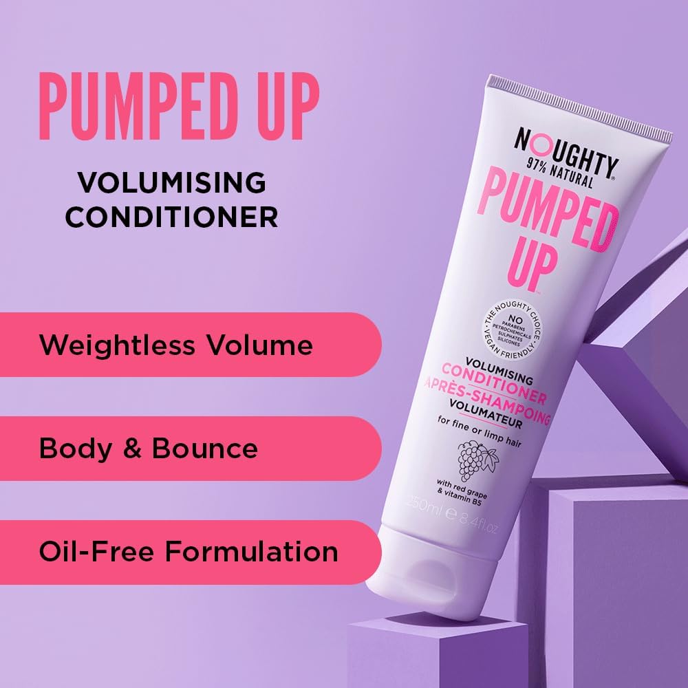 Noughty Pumped Up Volumising Bundle – Shampoo, Conditioner & Microfibre Towel for Lightweight Lift, Fullness & Reduced Breakage Halalzen
