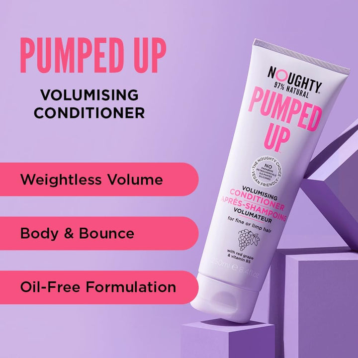 Noughty Pumped Up Volumising Bundle – Shampoo, Conditioner & Microfibre Towel for Lightweight Lift, Fullness & Reduced Breakage