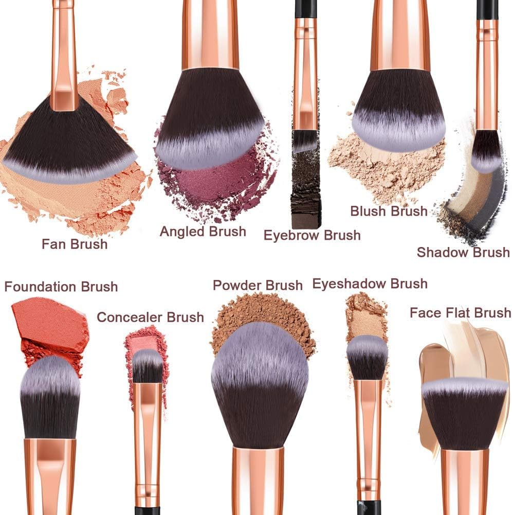 Makeup Brushes 10Pcs Marble Makeup Brush Set Foundation Powder Blush Blending Eyeshadow Brushes Sets Halalzen