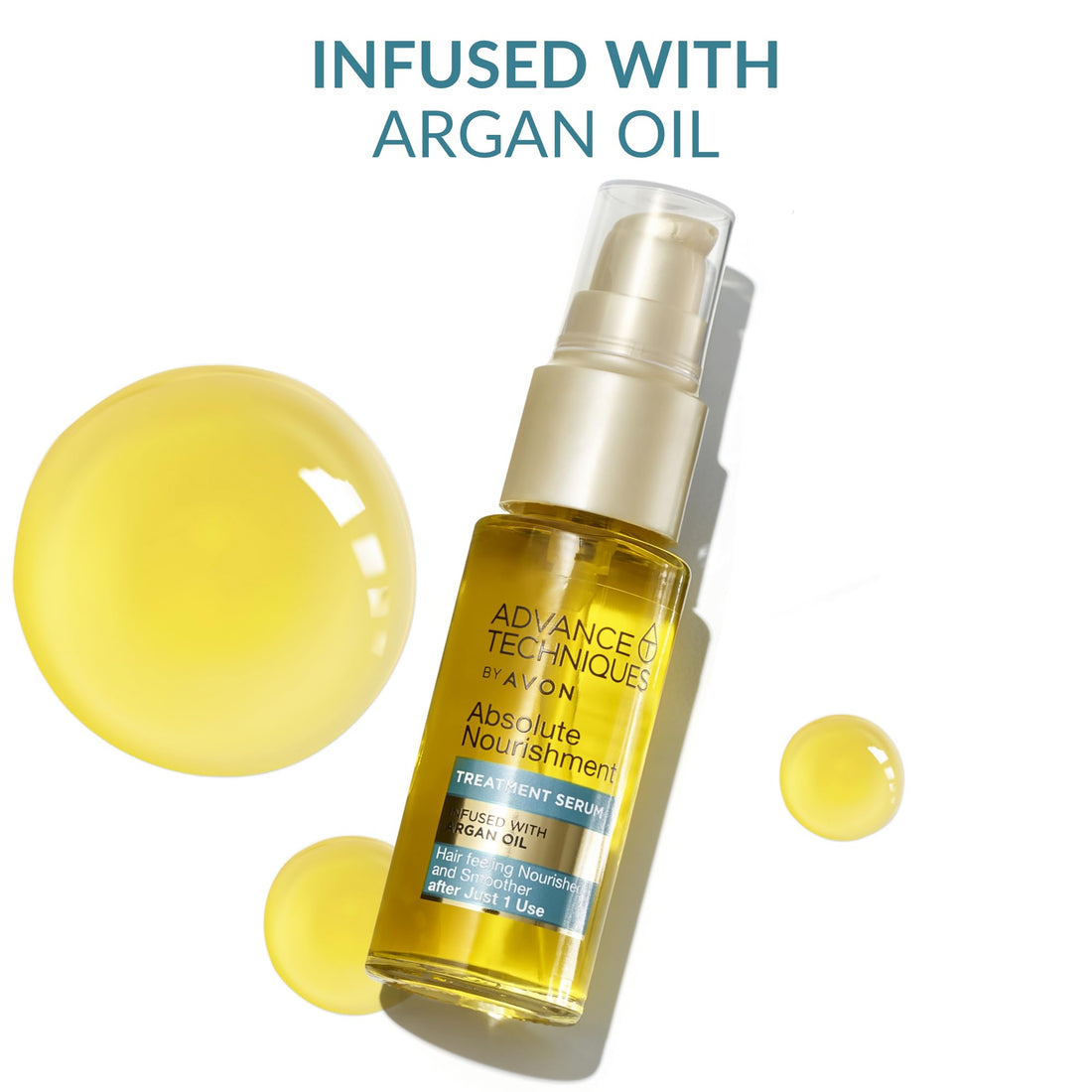 Avon Advance Techniques Absolute Nourishment Argan Hair Serum 30ml, Multi-Tasking Hair Treatment, Formulated with Argan Oil, Restores Shine and Health to Damaged Hair, Cruelty Free