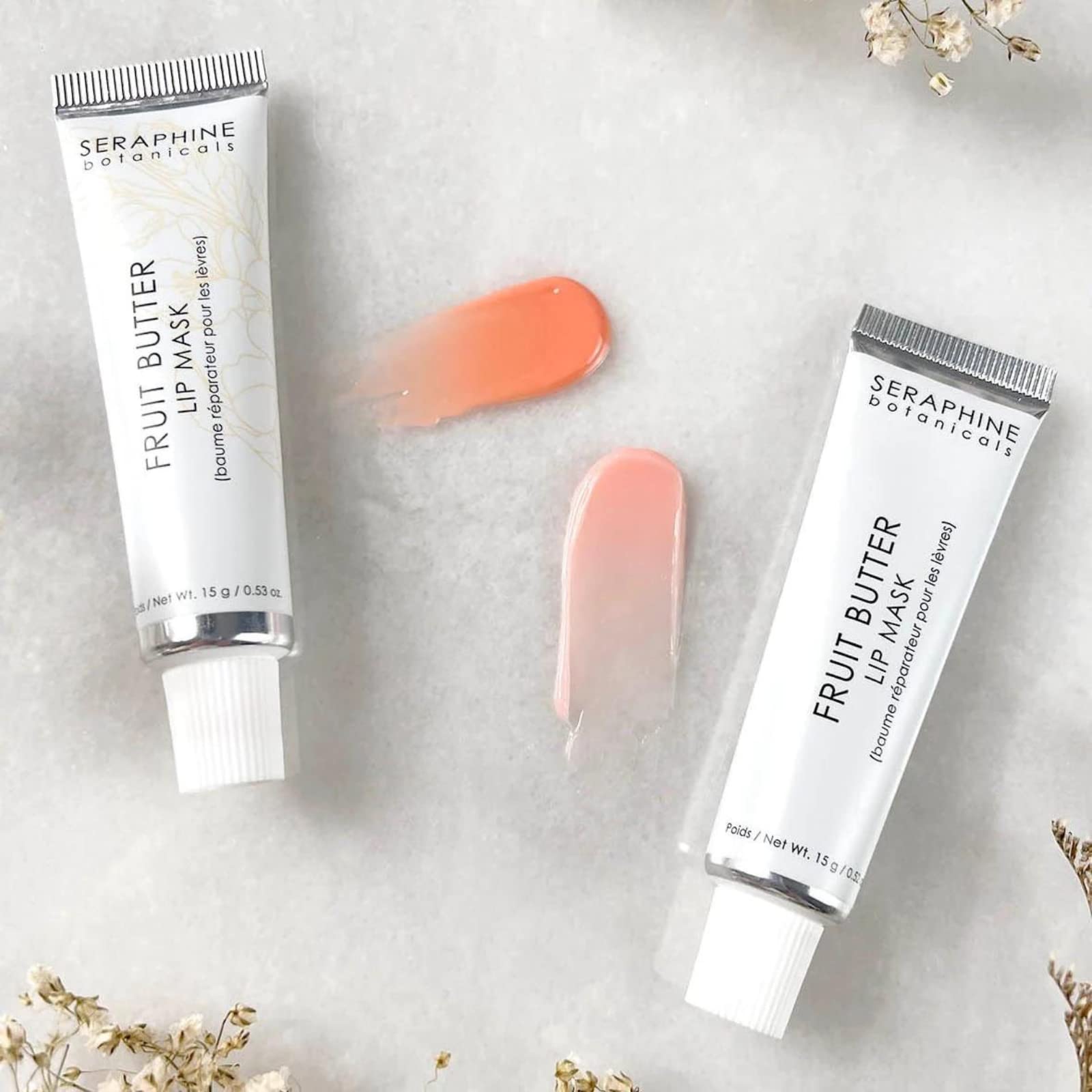 Seraphine Botanicals Fruit Butter Restorative Lip Mask Overnight Gel Balm Repair Dry, Chapped Lips Instant Hydration, Softness & Elasticity with Shea Butter & Apricot Kernel Oil Dewy Finish 0.51oz Halalzen