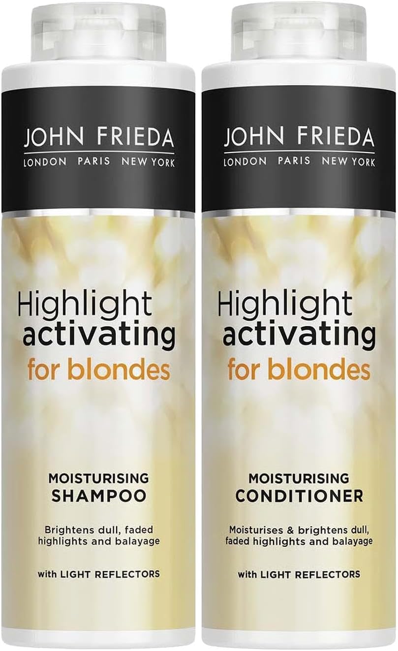 John Frieda Sheer Blonde Highlight Activating Moisturising Shampoo and Moisturising Conditioner Duo Value Bundle for Naturaland Colour - Treated Blonde Hair, 2 x 500 ml Halalzen