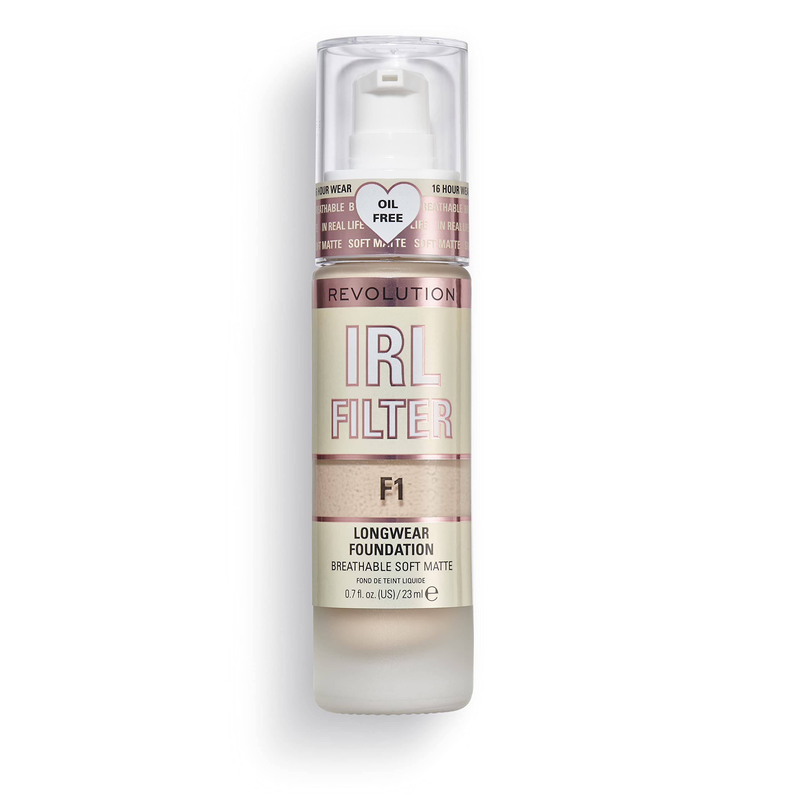 Makeup Revolution IRL Filter, Longwear Foundation, Medium to Full Coverage, Matte Finish, 16 Hour Wear, F5, Fair To Light Skin Tones, 23ml Halalzen