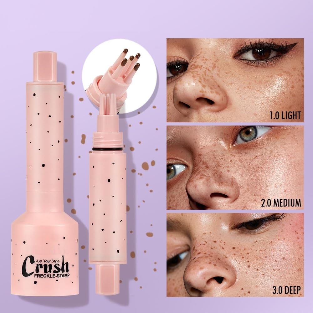 Freckle Pen & Liquid Micro-Powder Freckle Stamp - Realistic Natural Freckles Makeup Tool with Special Sponge, Waterproof & Long-Lasting for All Skin Tones,#MEDIUM Halalzen