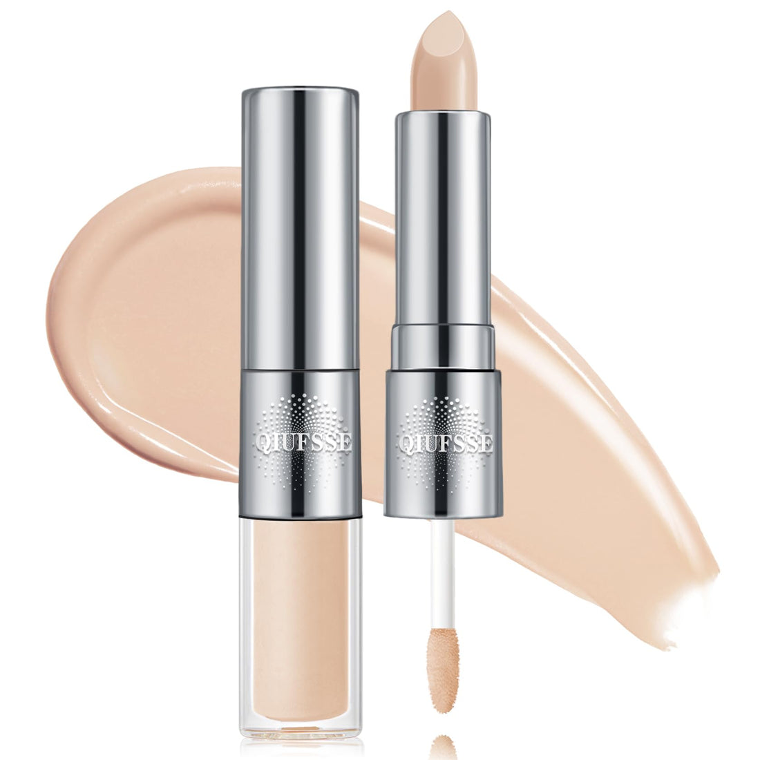 Under Eye Corrector for Dark Circles and Wrinkles,Double-ended Cream Concealer Stick & Liquid Concealer for Older Women,Hydrating,Long-lasting Wear,Concealers & Neutralizing Makeup（02 Beige） Halalzen