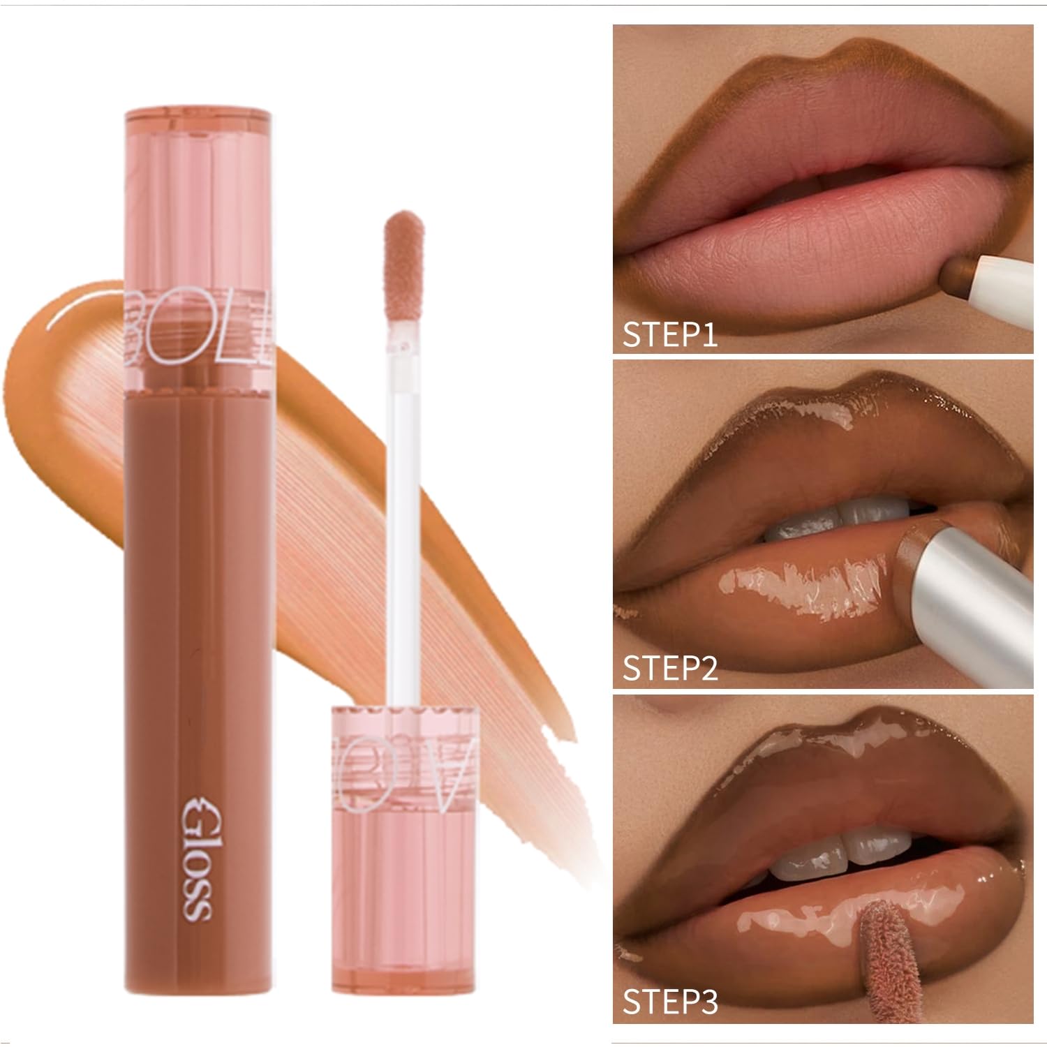 3PCS Matte Liquid Lipstick Lip Gloss & Liner Set - All-IN-One Lip Kit, Velvety Nude Color, Waterproof Make Up Set (# 03) Halalzen