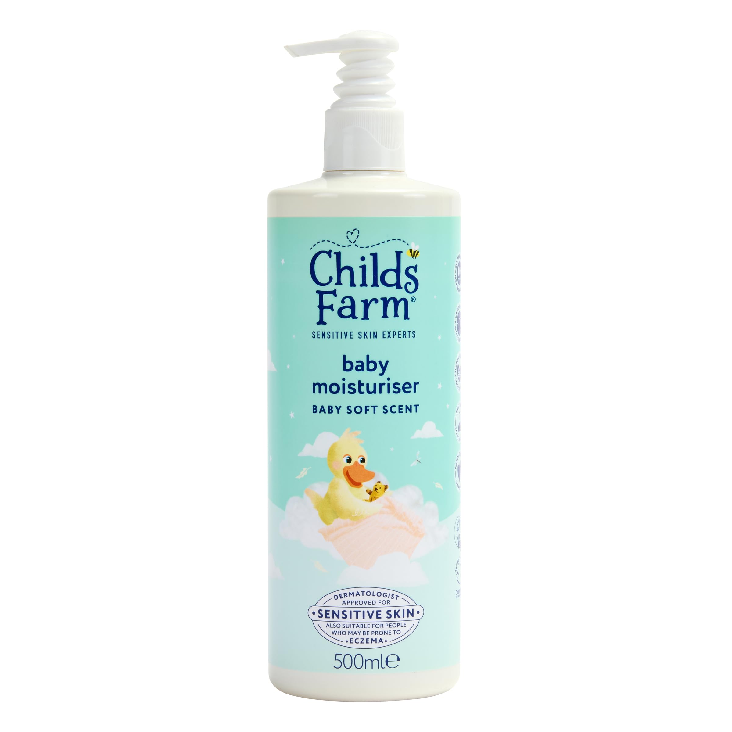 Childs Farm Baby Moisturiser, Baby Soft Scent | Moisturising & Hydrating | Suitable for Newborns with Dry, Sensitive Skin, 500ml