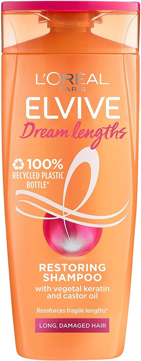 L'Oreal Paris Elvive Dream Lengths Shampoo and Conditioner Set for Long Hair, Nourishing & Strengthening Treatment to Prevent Hair Breakage, Enriched with Castor Oil Halalzen