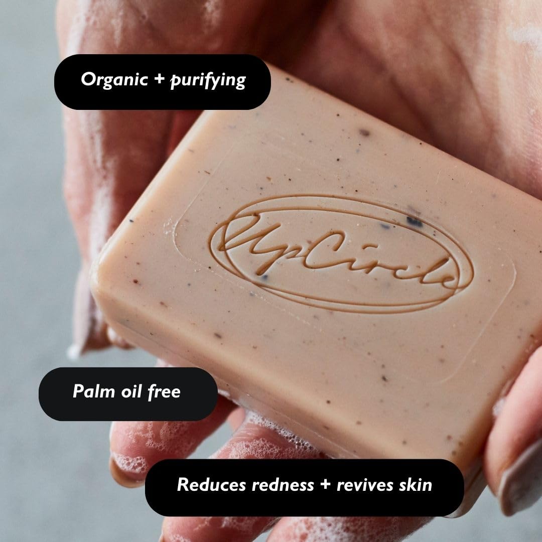 UpCircle Cinnamon + Ginger Chai Soap Bar 100g - Certified Organic Vegan Cleanser For Face And Body - French Pink Clay + Glycerin Reducing Redness + Irritation - Natural, Cruelty-Free + Palm Oil Free Halalzen