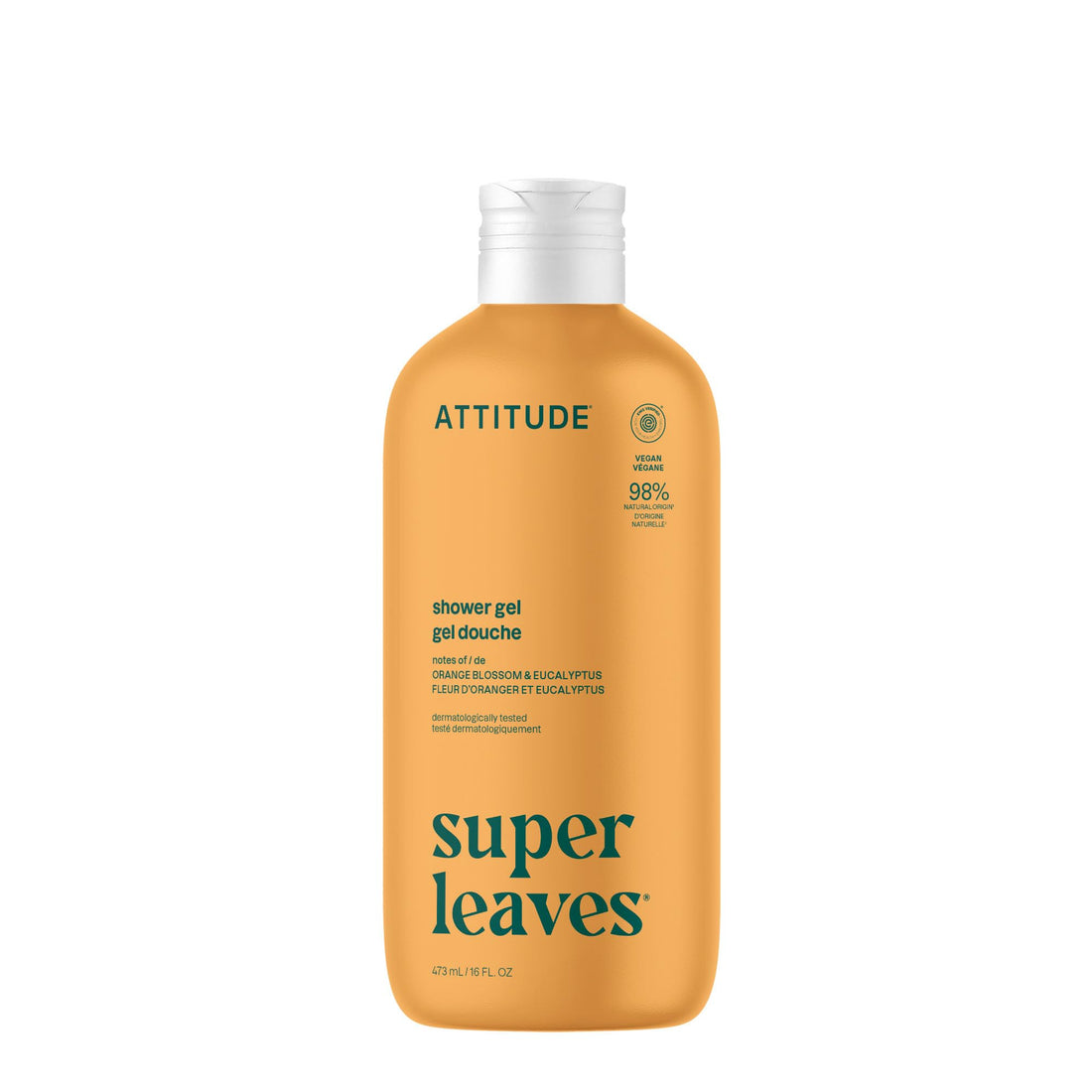ATTITUDE Soothing Shower Gel, Dermatologically Tested, Plant and Mineral-Based, Vegan Personal Care Products, White Tea Leaves, 32 Fl Oz