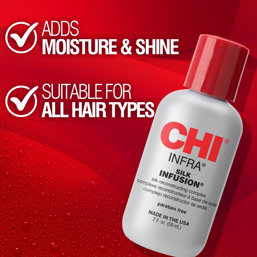 CHI Infra Silk Infusion, Silk Reconstructing Leave-In Hair Treatment for Creating Smooth, Shiny, Strong Hair, 2 Oz Halalzen