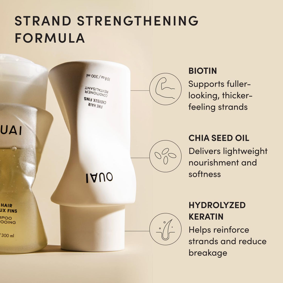 OUAI Thick Shampoo + Conditioner Set - Fight Frizz and Nourish Dry, Thick Hair with Keratin, Marshmallow Root, Shea Butter & Avocado Oil - Free of Parabens, Sulfates & Phthalates - 300 ml Each Halalzen