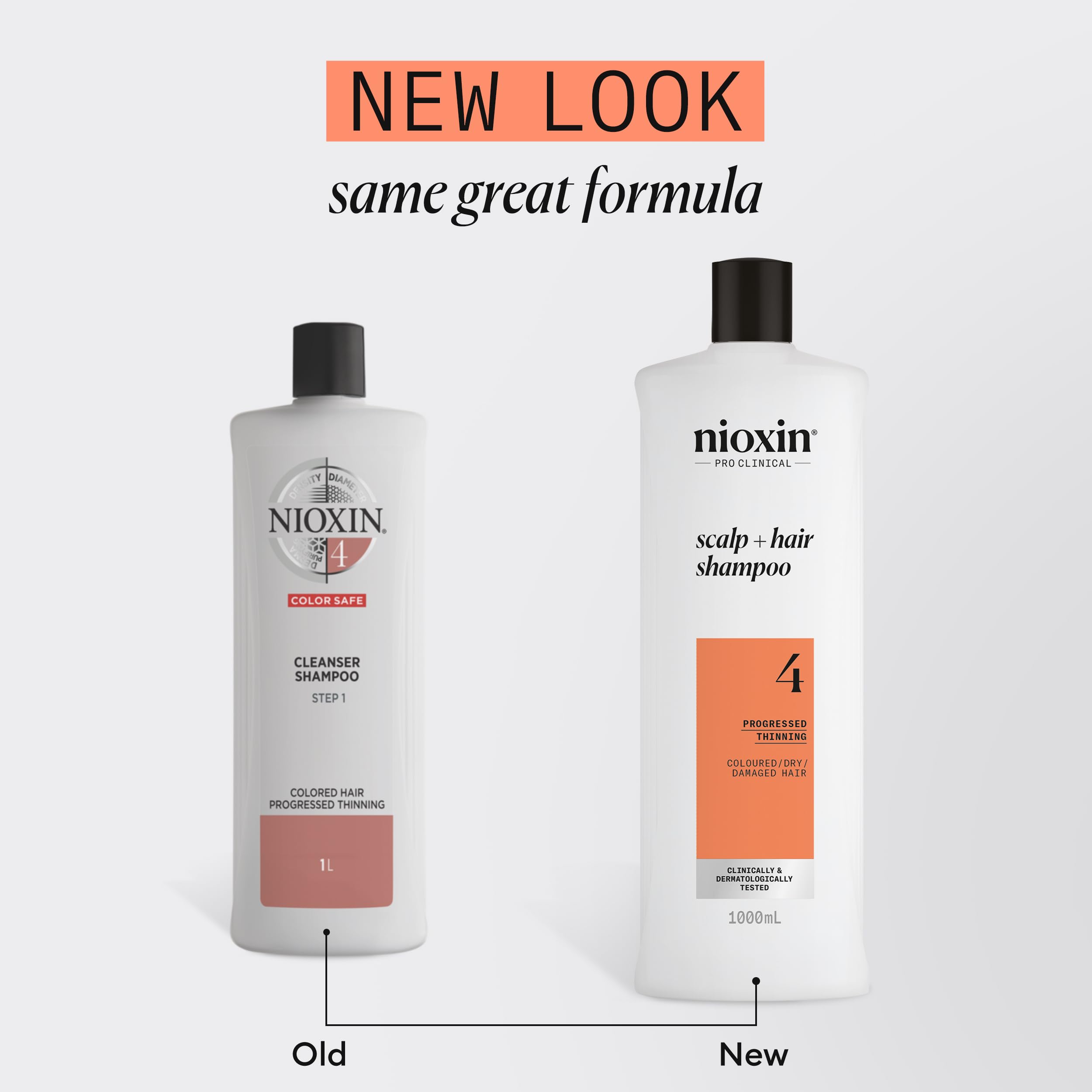 Nioxin System 4 - Hair Thickening System For Damaged Hair with Progressed Thinning - Biotin & Niacinamide - Shampoo, Conditioner, Serum