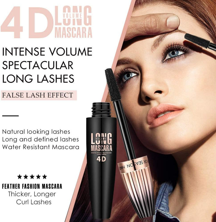 2 Pack 4D Silk Fiber Big Eye Lash Mascara, Mascara Black Volume And Length Intense Long Lasting, Waterproof No Clumping, Lengthening Thicking Volumizing Luxuriously Longer Mascara Halalzen