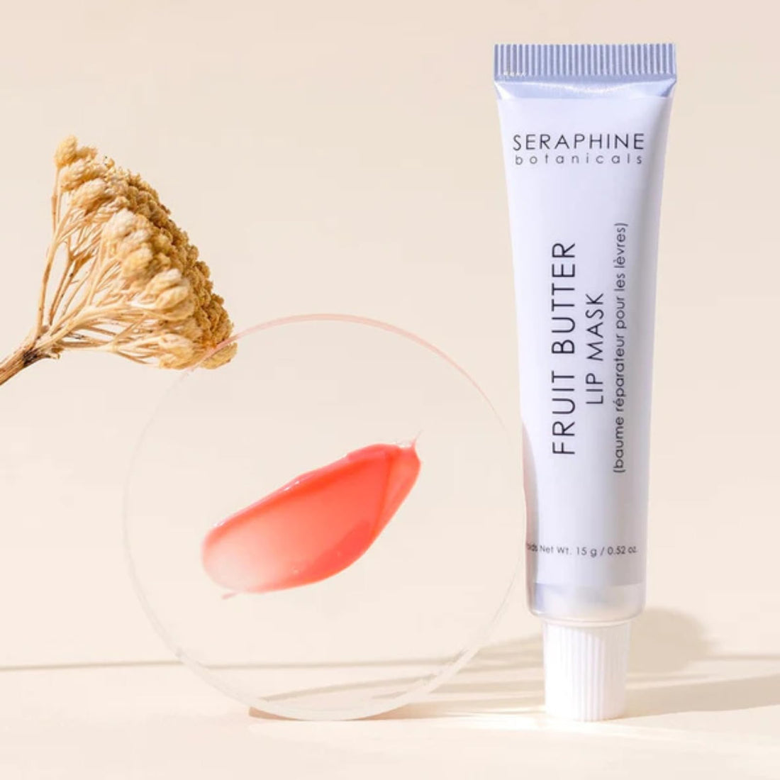 Seraphine Botanicals Fruit Butter Restorative Lip Mask Overnight Gel Balm Repair Dry, Chapped Lips Instant Hydration, Softness & Elasticity with Shea Butter & Apricot Kernel Oil Dewy Finish 0.51oz Halalzen