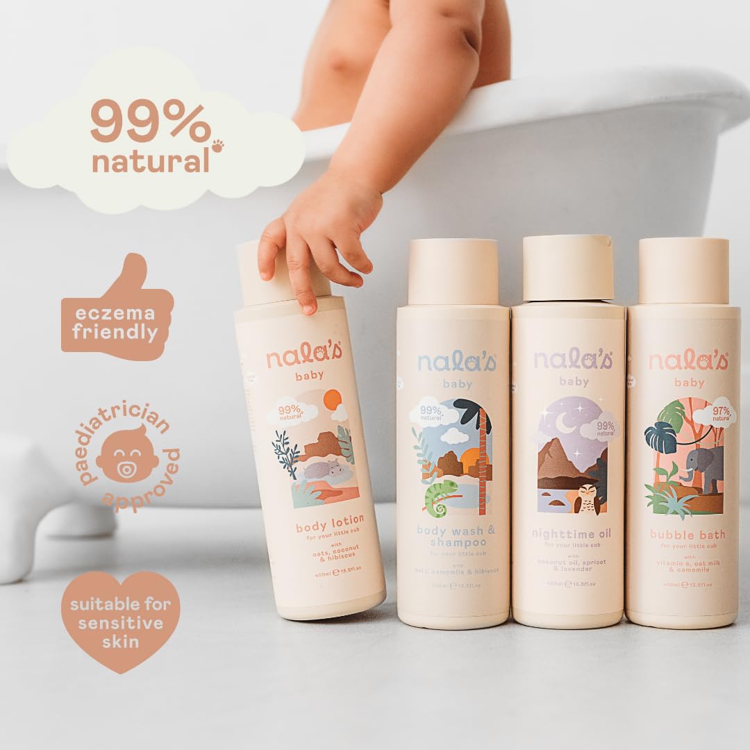 Nala's Baby Body Lotion | Award-winning | 99% Natural | Dermatologically-tested and Paediatrician-approved | Nourishing Blend of Soothing Oat and Coconut Oil | Vegan | 400ml | Nalas Baby Halalzen
