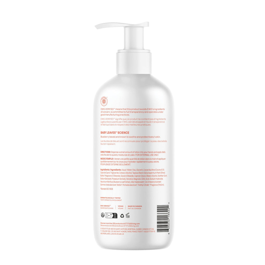 ATTITUDE Baby Lotion, EWG Verified Moisturizer, Dermatologically Tested Moisturizing Cream, Vegan and Cruelty-Free, Unscented, 16 Fl Oz Halalzen