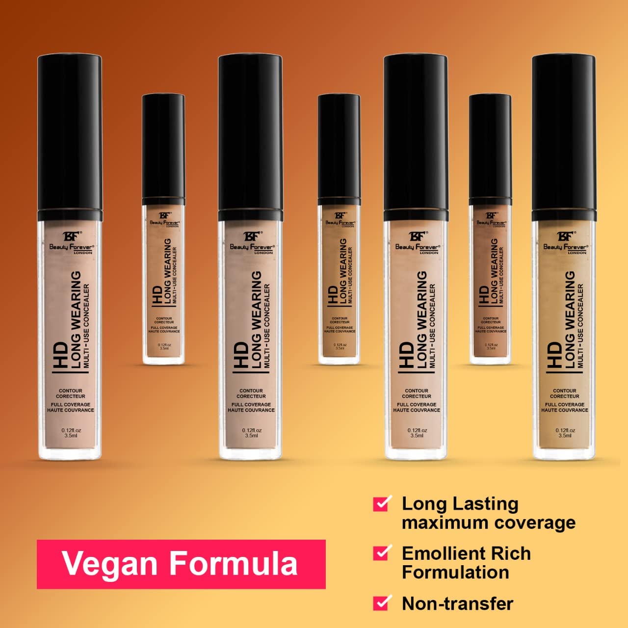Beauty Forever HD Long Wearing Multi-use Concealer, Emollient Rich Formula, Creamy & Blend-able, 3.5ml (04 SAND) Halalzen