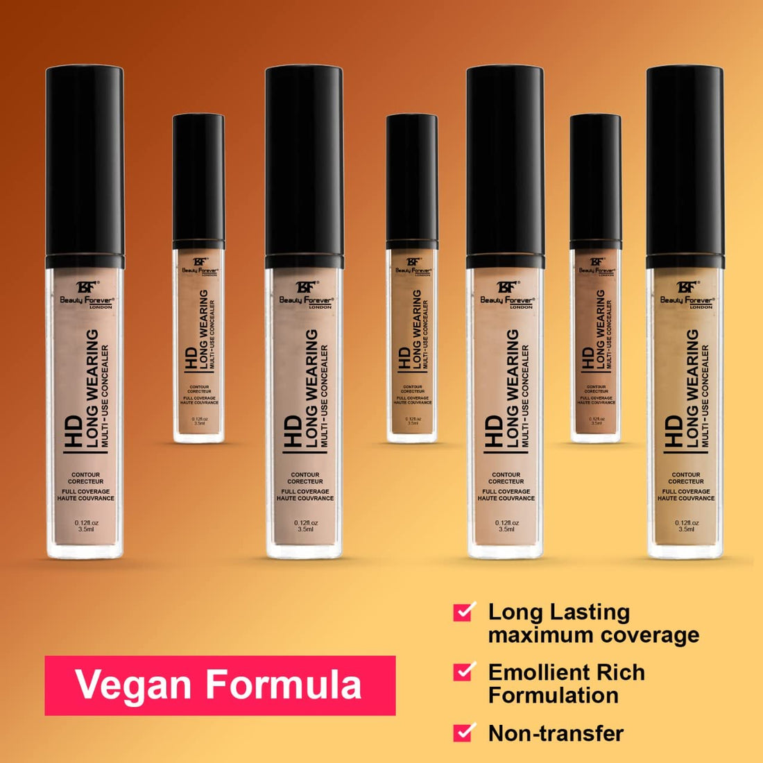 Beauty Forever HD Long Wearing Multi-use Concealer, Emollient Rich Formula, Creamy & Blend-able, 3.5ml (04 SAND) Halalzen