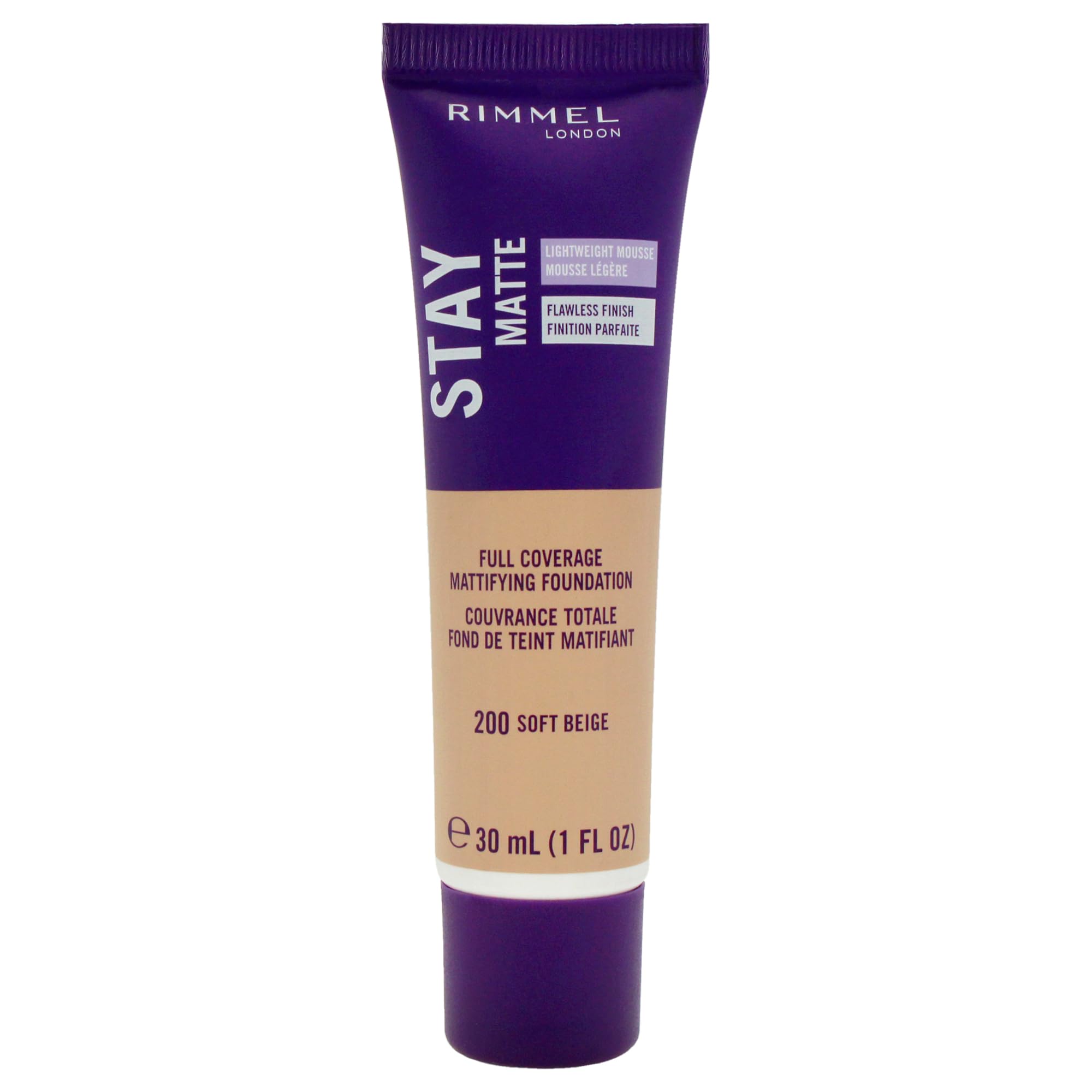 Rimmel London Stay Matte Liquid Mousse Foundation, Good Coverage and Oil-Free Formula, Soft Beige, 30 ml Halalzen