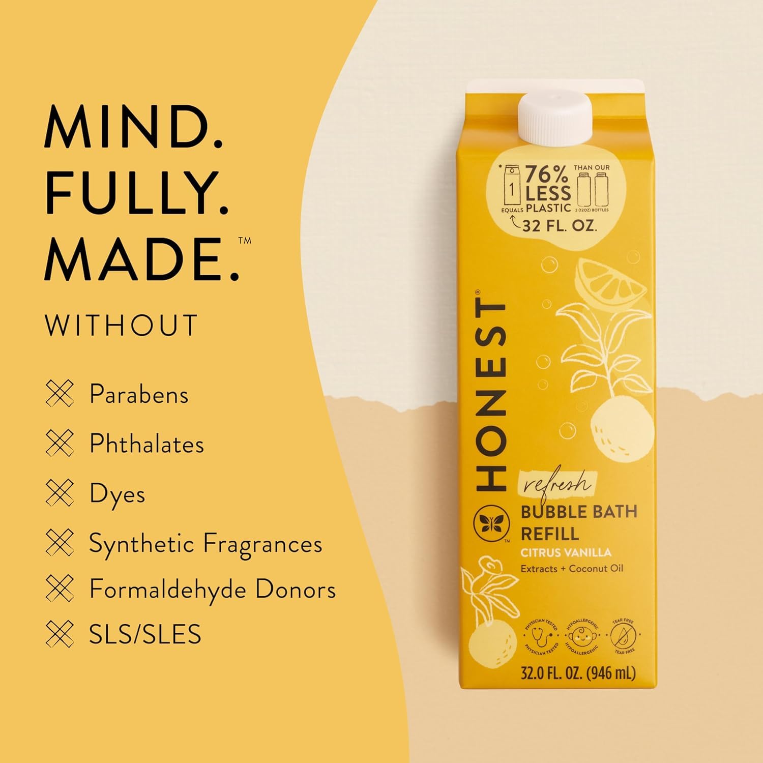 The Honest Company Foaming Bubble Bath & Baby Wash, Tear-Free, Hypoallergenic, Natural Formula, Lavender Calm Scent, 12 fl oz Halalzen