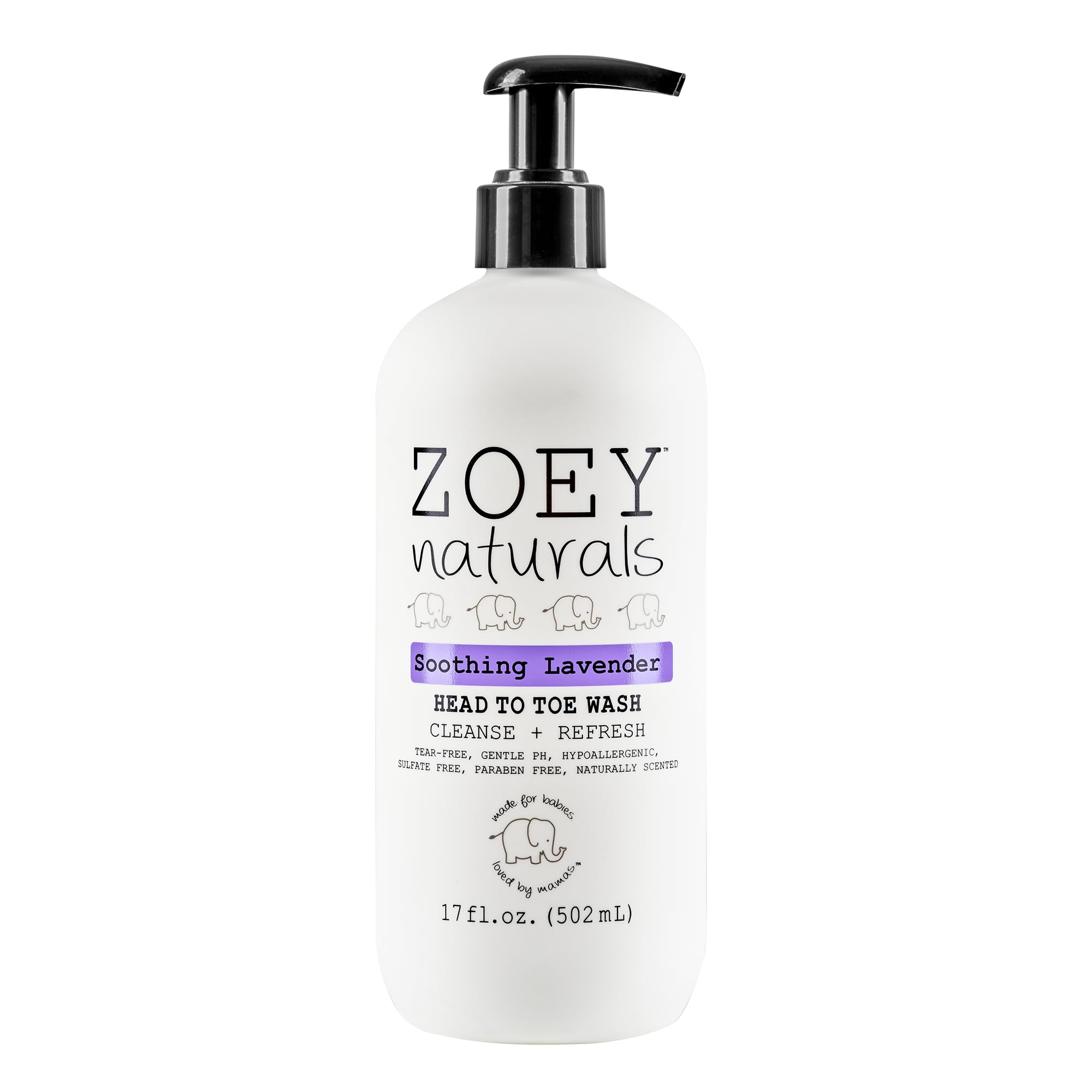 Zoey Naturals - Soothing Lavender Wash & Shampoo - Toddlers & Kids - With Tear-free, Paraben-Free, All Natural Ingredients for Sensitive Skin- 17 Oz Halalzen