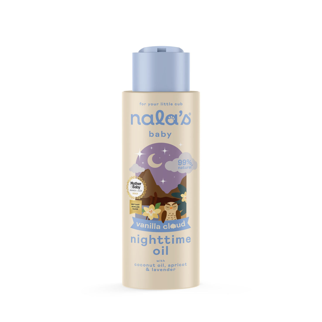 Nala's Baby Nighttime Oil Vanilla Cloud | Award-winning |99% Natural | Paediatrician-approved | Shea Butter, Cocoa Butter and Camomile | Vegan | 200ml | Nalas Baby Halalzen