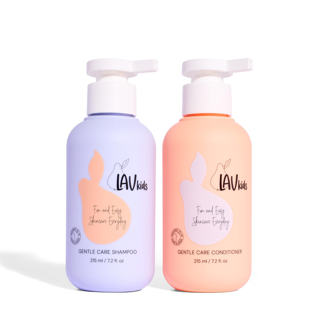 Lav Kids Natural Hair Care Bundle for Daily Use, Algae Extract and Moisturizing (Shampoo + Conditioner)