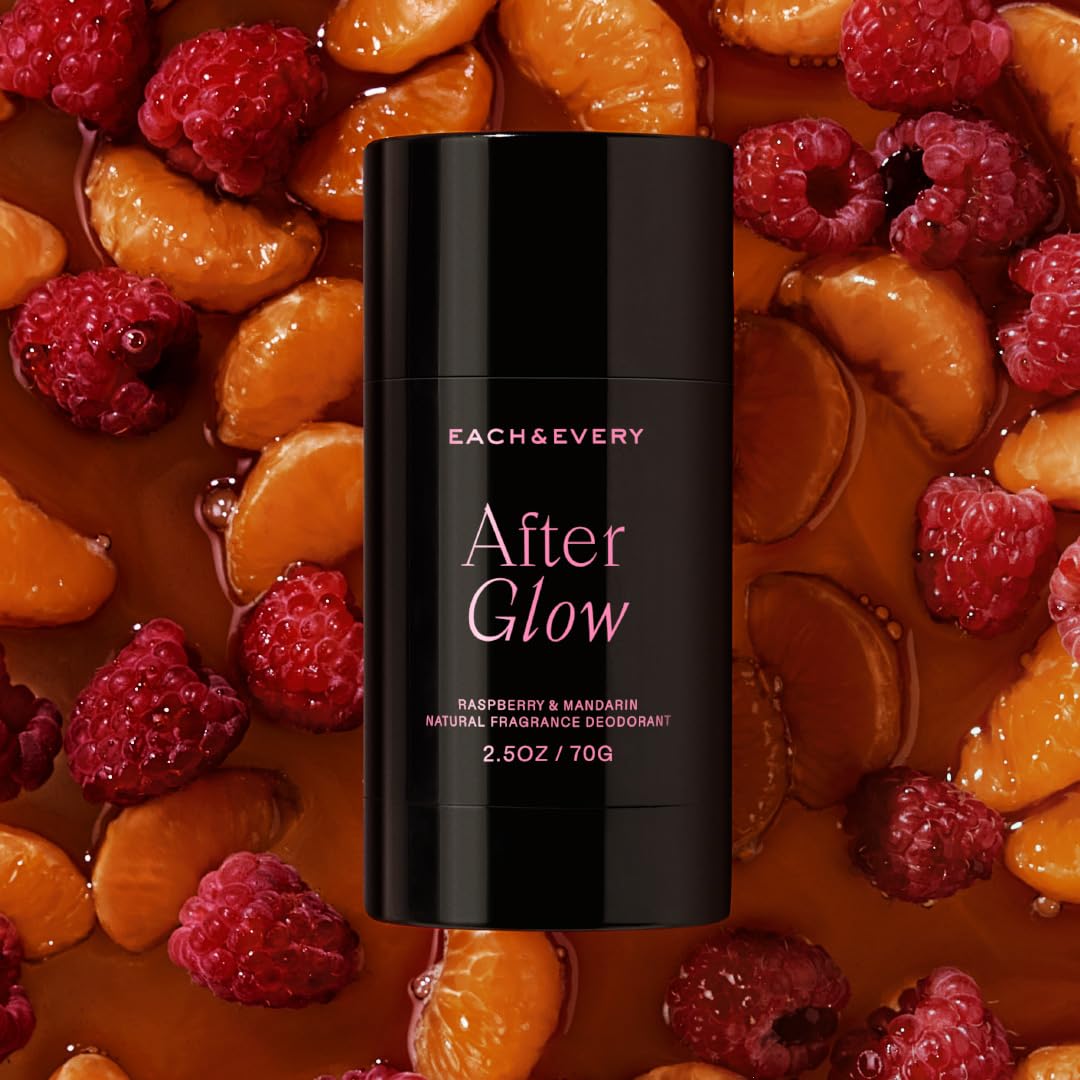 Déodorant sans aluminium Each & Every pour femme et homme – Parfum naturel Protection contre les odeurs pendant 72 heures, déodorant non toxique pour peaux sensibles, vérifié EWG, sans bicarbonate de soude – Framboise et Mandarine, 70,8 g