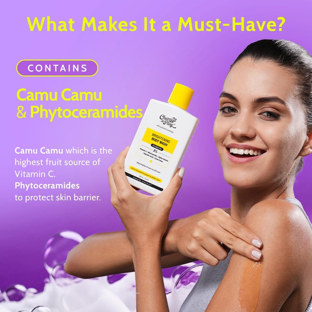 Chemist at Play Brightening Body Wash | Alpha Arbutin & Vitamin C | Fades Dark Spots & Evens Skin Tone | Glycolic Acid | Sulphate Free | 236ml