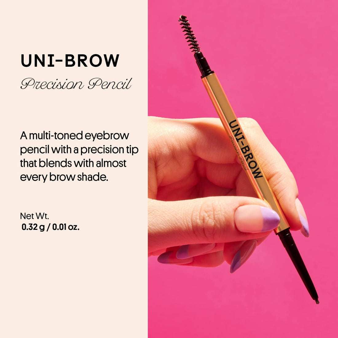 Winky Lux Uni-Brow Eyebrow Pencil, Dual-Ended with Spoolie, Waterproof Brow Definer with Ultra-Fine Tip, Universal Shade for Natural Looking Brows (Brown, Blonde, Taupe)