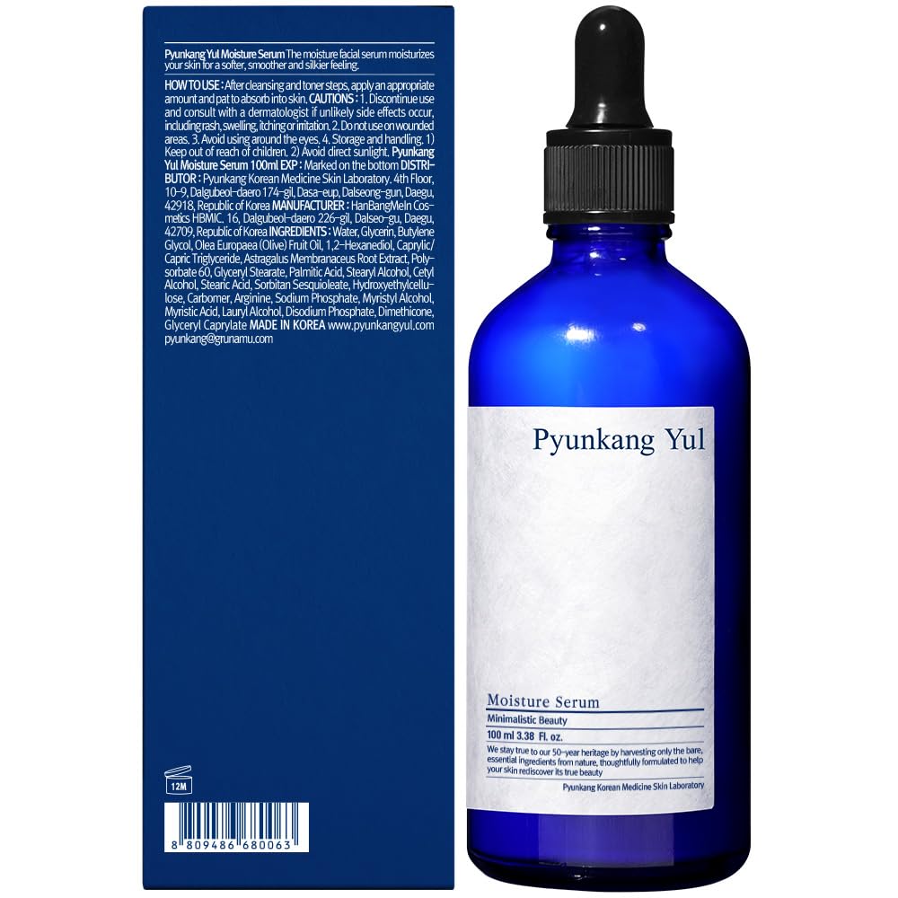 Pyunkang Yul PKY Moisture Ampoule - Hydrates & Soothes Oily, Sensitive Skin, 90% Barberry Root Extract, 6 Essential Ingredients, Korean skincare. (3.4 Fl. Oz, 100ml)