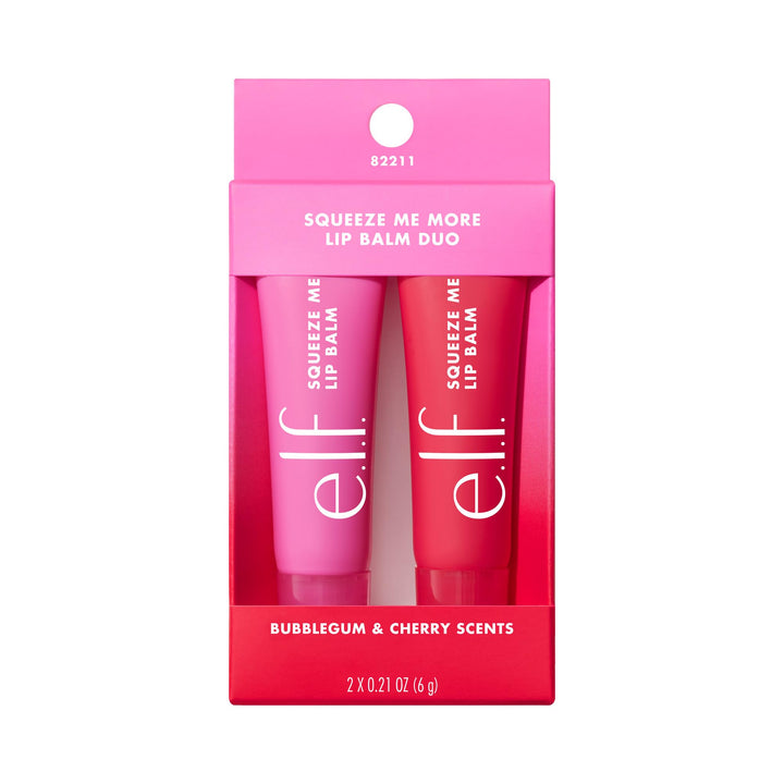 e.l.f. Squeeze Me Lip Balm Duo, Moisturizing Lip Balm for a Sheer Tint of Colour, Infused with Hyaluronic Acid, Vegan & Cruelty-Free, CHERRY/BUBBLEGUM