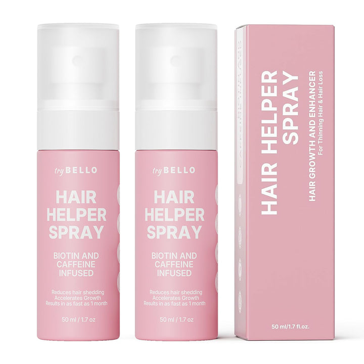 Trybello Hair Helper Spray | DHT Blocker Hair Growth Serum with Biotin, Castor Oil & Caffeine | Topical for Thicker, Fuller Strands | Anti Thinning, Vegan, Cruelty-Free Formula