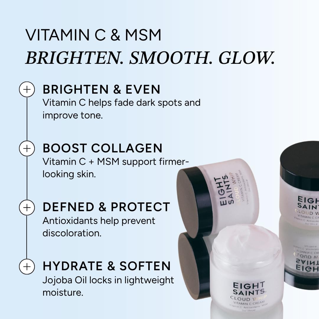 Eight Saints Skincare Cloud Whip Vitamin C Face Moisturizer, Day Cream For Women, Anti Aging Cream To Reduce Fine Lines and Wrinkles, with Vitamin B5, Cocoa Butter, and Jojoba Oil, 2 Ounces(Unscented) Halalzen