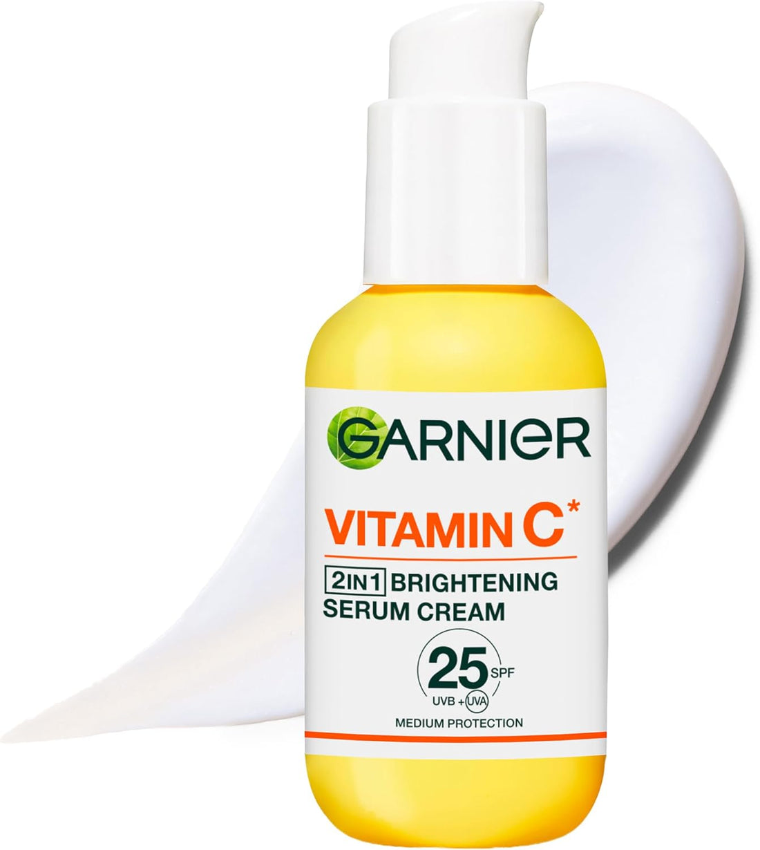 Garnier Vitamin C Serum Cream SPF 25, 2-in-1 Brightening Face Moisturizer with 20% Vitamin C, Hydrates, Protects and Reveals Bright Glowing Skin, Organic, Cruelty-Free & Vegan, All Skin Types, 50ml