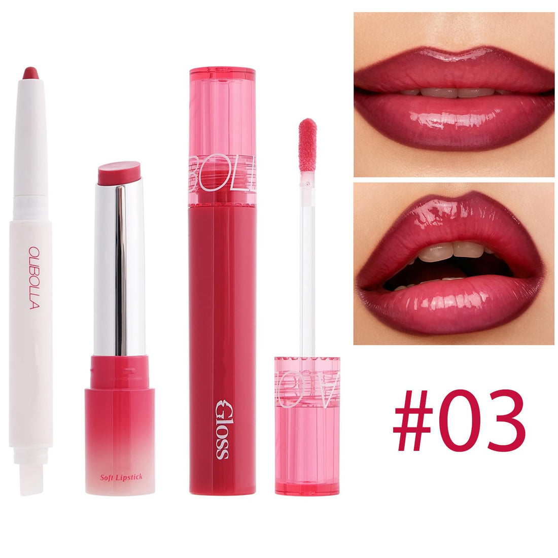 3PCS Matte Liquid Lipstick Lip Gloss & Liner Set - All-IN-One Lip Kit, Velvety Nude Color, Waterproof Make Up Set (# 03) Halalzen