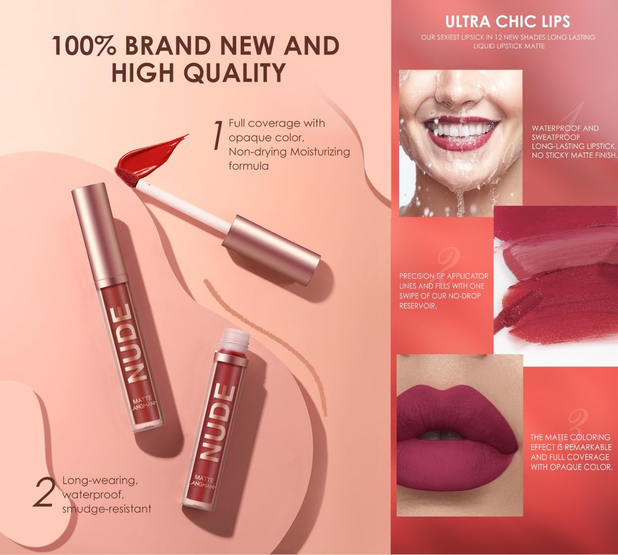 LANGMANNI 6 Matte Lipstick with 6 Lipliners Durable Lip Gloss,Long-Lasting&Waterproof Non-Stick Cup High Pigmented Velvet Lipgloss Kit,Beauty Cosmetics Gift for Girls(12PCS) Halalzen