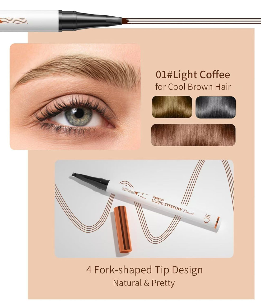 2 Pcs Microblading Eyebrow Pencil, 3D Waterproof 4-Tip Eyebrow Pen, Natural Makeup Long-Lasting Fine Stroke Magic Brow Pencil for Women Stay on All Day (Dark Brown(2 Pcs))
