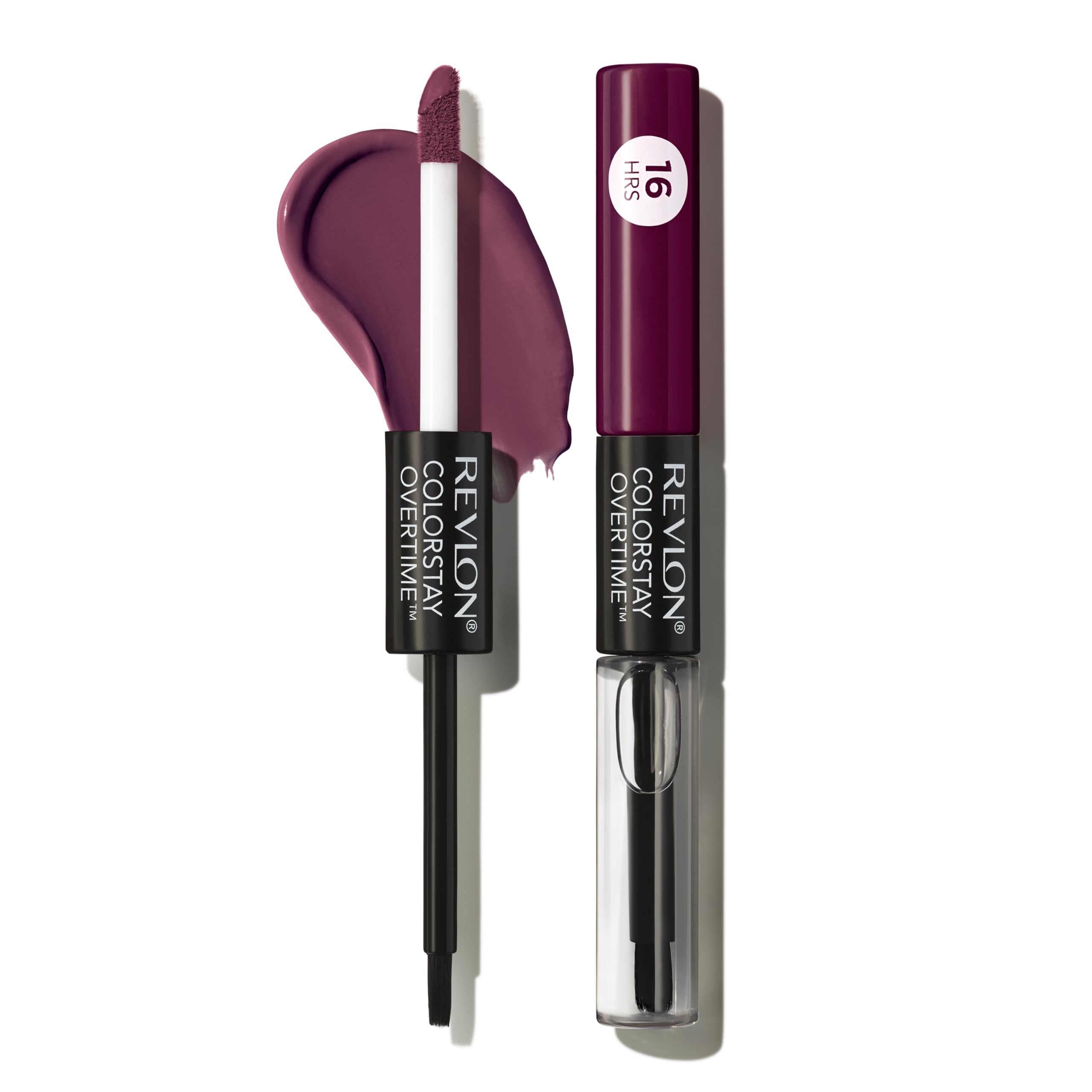Revlon Liquid Lipstick with Clear Lip Gloss, ColorStay Overtime Lipcolor, Dual Ended with Vitamin E, 370 Everlasting Rum, 0.07 Fl Oz