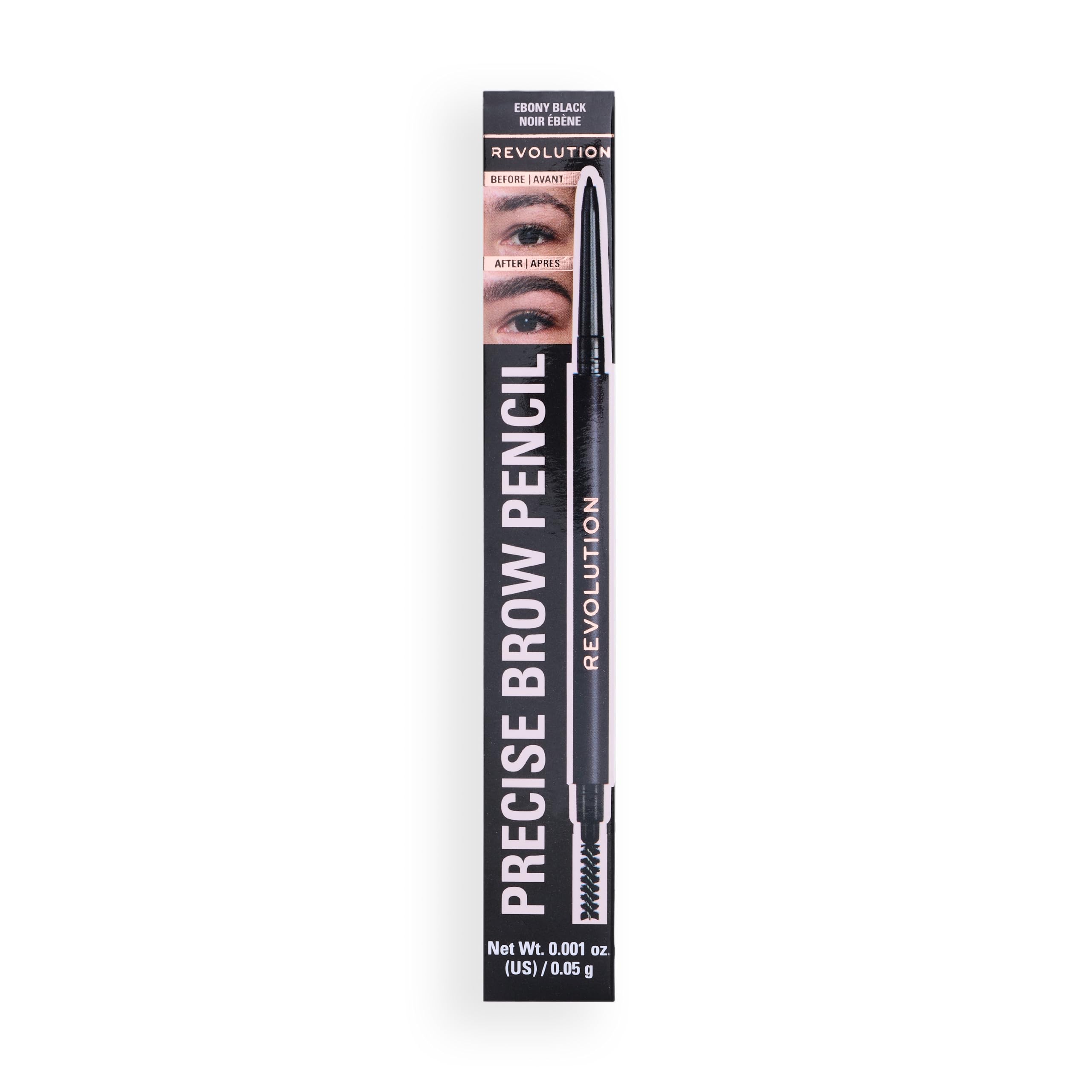 Revolution Precise Brow Pencil, Double-Ended Makeup Tool with Brush for Easy & Ultra Defined Brows and Bold Looks, Dark Brown, 0.05g